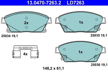 SET PLACUTE FRANA ATE 13.0470-7263.2 - Compatibil cu CHEVROLET, OPEL, VAUXHALL