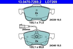 Set placute frana ATE 13.0470-7269.2