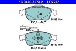 Set placute frana ATE 13.0470-7273.2