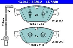 Set placute frana ATE 13.0470-7280.2