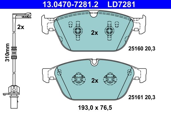 SET PLACUTE FRANA ATE 13.0470-7281.2 - Compatibil cu AUDI