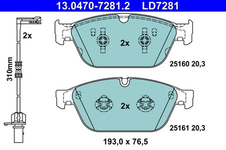 SET PLACUTE FRANA ATE 13.0470-7281.2 - Compatibil cu AUDI