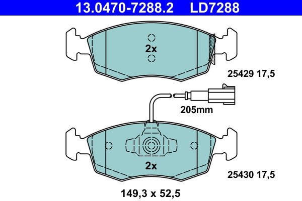 SET PLACUTE FRANA ATE 13.0470-7288.2 - Compatibil cu FIAT