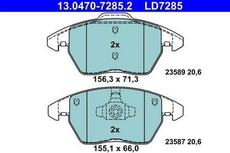 SET PLACUTE FRANA ATE 13.0470-7285.2 - Compatibil cu AUDI, SEAT, VW