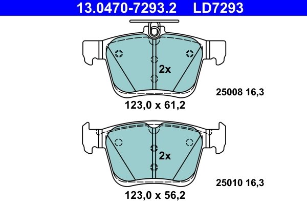SET PLACUTE FRANA ATE 13.0470-7293.2 - Compatibil cu AUDI, CUPRA, SEAT, SKODA, VW