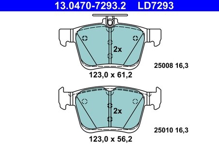 SET PLACUTE FRANA ATE 13.0470-7293.2 - Compatibil cu AUDI, CUPRA, SEAT, SKODA, VW