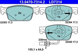 Set placute frana ATE 13.0470-7314.2