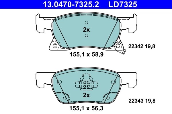 SET PLACUTE FRANA ATE 13.0470-7325.2 - Compatibil cu CHEVROLET, OPEL, VAUXHALL