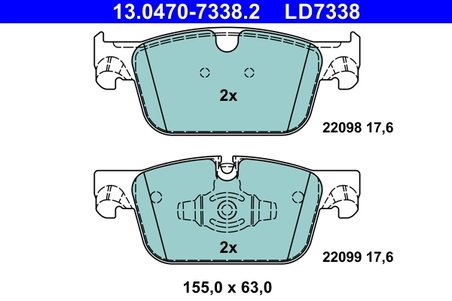 SET PLACUTE FRANA ATE 13.0470-7338.2 - Compatibil cu VOLVO