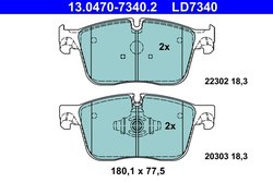 SET PLACUTE FRANA ATE 13.0470-7340.2 - Compatibil cu JAGUAR, LAND ROVER