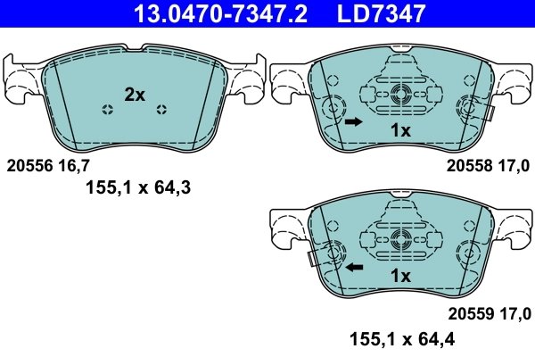 SET PLACUTE FRANA ATE 13.0470-7347.2 - Compatibil cu FORD