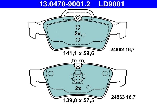 SET PLACUTE FRANA ATE 13.0470-9001.2 - Compatibil cu MERCEDES-BENZ