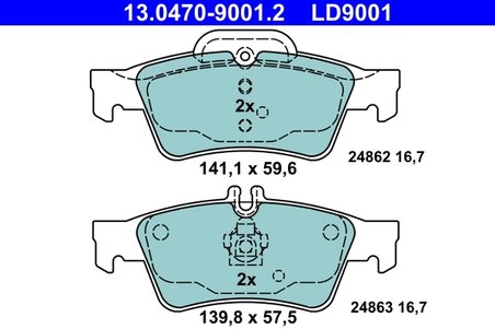 SET PLACUTE FRANA ATE 13.0470-9001.2 - Compatibil cu MERCEDES-BENZ
