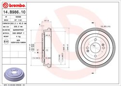 TAMBUR FRANA BREMBO 14.B986.10 - Compatibil cu HYUNDAI, KIA