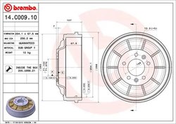 TAMBUR FRANA BREMBO 14.C009.10 - Compatibil cu CITROEN, FIAT, PEUGEOT