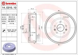 TAMBUR FRANA BREMBO 14.C010.10 - Compatibil cu LAND ROVER
