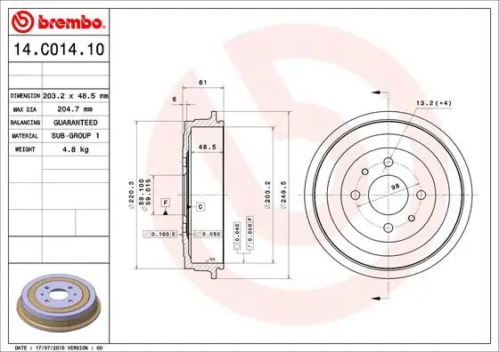 Tambur frana Brembo 14.C014.10