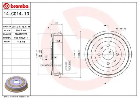 Tambur frana Brembo 14.C014.10