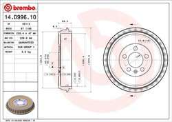TAMBUR FRANA BREMBO 14.D996.10 - Compatibil cu AUDI, SEAT, SKODA, VW