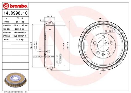 Tambur frana Brembo 14.D996.10