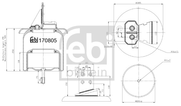 Burduf suspensie pneumatica Febi Bilstein 170805