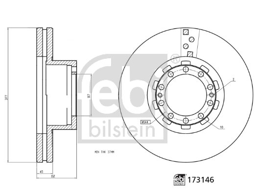 DISC FRANA FEBI BILSTEIN 173146 - Compatibil cu DAF