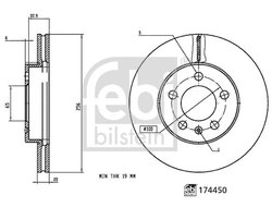 DISC FRANA FEBI BILSTEIN 174450 - Compatibil cu AUDI, SEAT, SKODA, VW