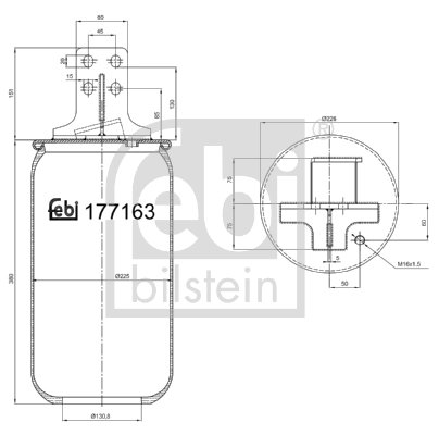 BURDUF SUSPENSIE PNEUMATICA FEBI BILSTEIN 177163 - Compatibil cu IVECO