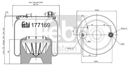 Burduf suspensie pneumatica Febi Bilstein 177169