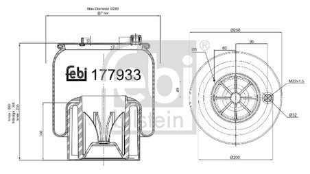 Burduf suspensie pneumatica Febi Bilstein 177933