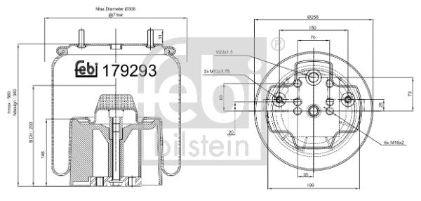 Burduf suspensie pneumatica Febi Bilstein 179293