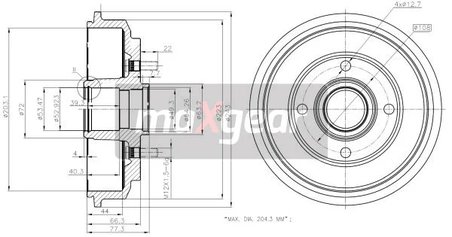 TAMBUR FRANA MAXGEAR 19-2316 - Compatibil cu FORD, MAZDA