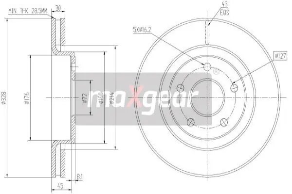 DISC FRANA MAXGEAR 19-2323 - Compatibil cu JEEP