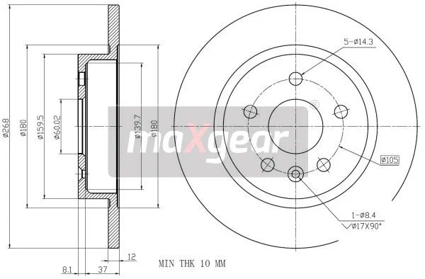 DISC FRANA MAXGEAR 19-2333 - Compatibil cu CHEVROLET, DAEWOO, OPEL, VAUXHALL