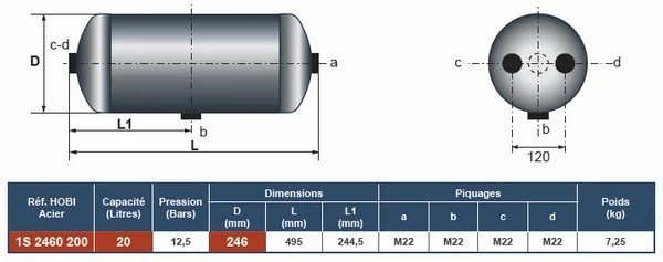 REZERVOR AER SISTEM COMPRESOR HOBI 1S2460200 - Piesa auto compatibila cu mai multe marci