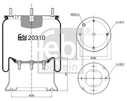 BURDUF SUSPENSIE PNEUMATICA FEBI BILSTEIN 20310 - Compatibil cu VOLVO