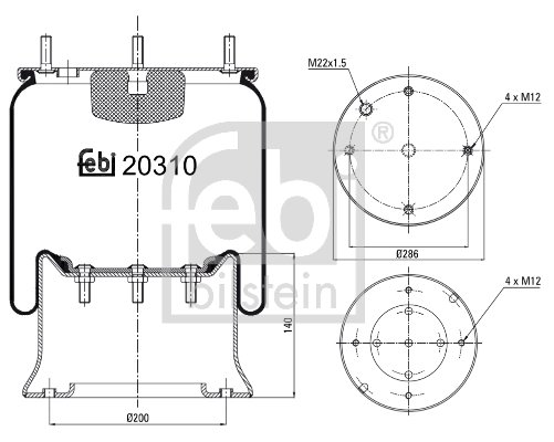 Burduf suspensie pneumatica Febi Bilstein 20310