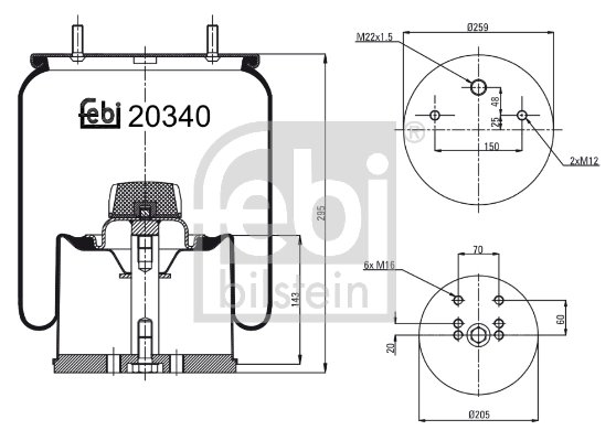 Burduf suspensie pneumatica Febi Bilstein 20340