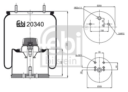 Burduf suspensie pneumatica Febi Bilstein 20340