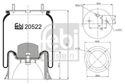 BURDUF SUSPENSIE PNEUMATICA FEBI BILSTEIN 20522 - Piesa auto compatibila cu mai multe marci