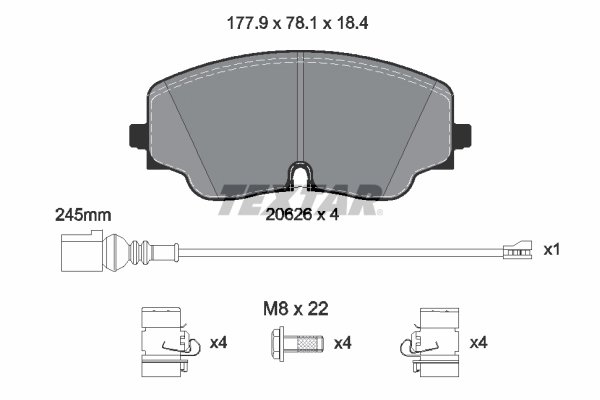 SET PLACUTE FRANA TEXTAR 2062601 - Compatibil cu AUDI, AUDI (FAW), CUPRA, VW