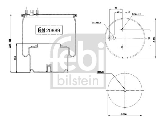 BURDUF SUSPENSIE PNEUMATICA FEBI BILSTEIN 20889 - Compatibil cu DAF