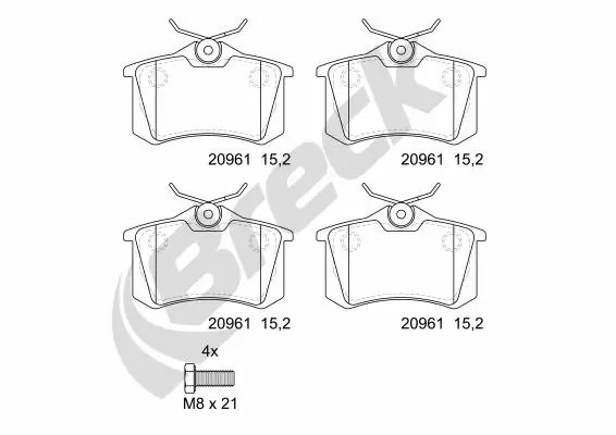 SET PLACUTE FRANA BRECK 20961 00 704 00 - Compatibil cu AUDI, CITROEN, OPEL, PEUGEOT, RENAULT, SEAT, VAUXHALL, VW