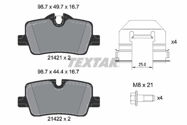SET PLACUTE FRANA TEXTAR 2142101 - Compatibil cu BMW, BMW (BRILLIANCE)
