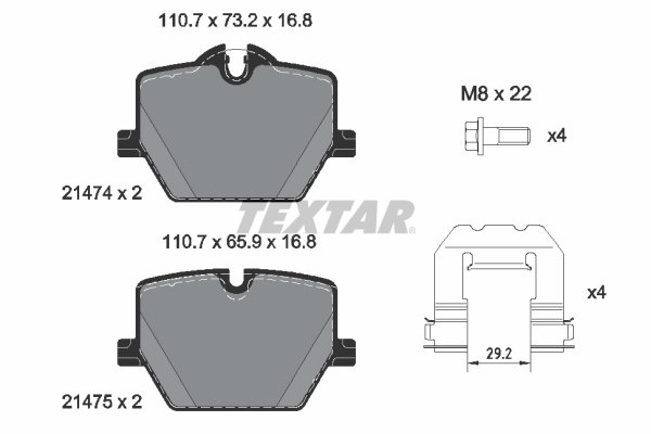 SET PLACUTE FRANA TEXTAR 2147401 - Compatibil cu ALPINA, BMW, BMW (BRILLIANCE), TOYOTA