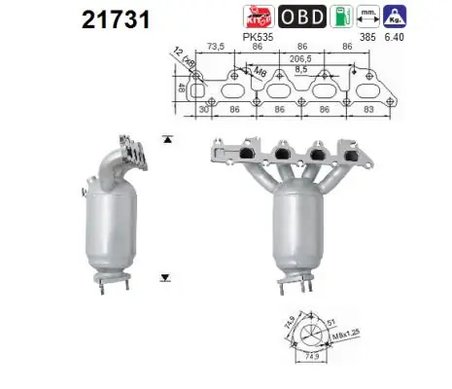 CATALIZATOR AS 21731 - Compatibil cu OPEL, VAUXHALL