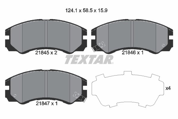 SET PLACUTE FRANA TEXTAR 2184501 - Compatibil cu ACURA, CHEVROLET, HOLDEN, HONDA, ISUZU, OPEL, VAUXHALL