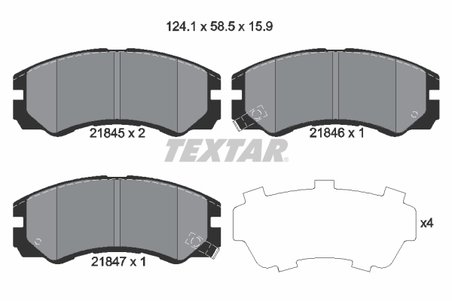 SET PLACUTE FRANA TEXTAR 2184501 - Compatibil cu ACURA, CHEVROLET, HOLDEN, HONDA, ISUZU, OPEL, VAUXHALL
