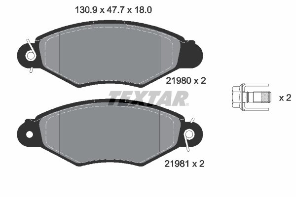 SET PLACUTE FRANA TEXTAR 2198004 - Compatibil cu AUVERLAND, CITROEN, FIAT, PEUGEOT, RENAULT, TALBOT