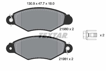 SET PLACUTE FRANA TEXTAR 2198004 - Compatibil cu AUVERLAND, CITROEN, FIAT, PEUGEOT, RENAULT, TALBOT